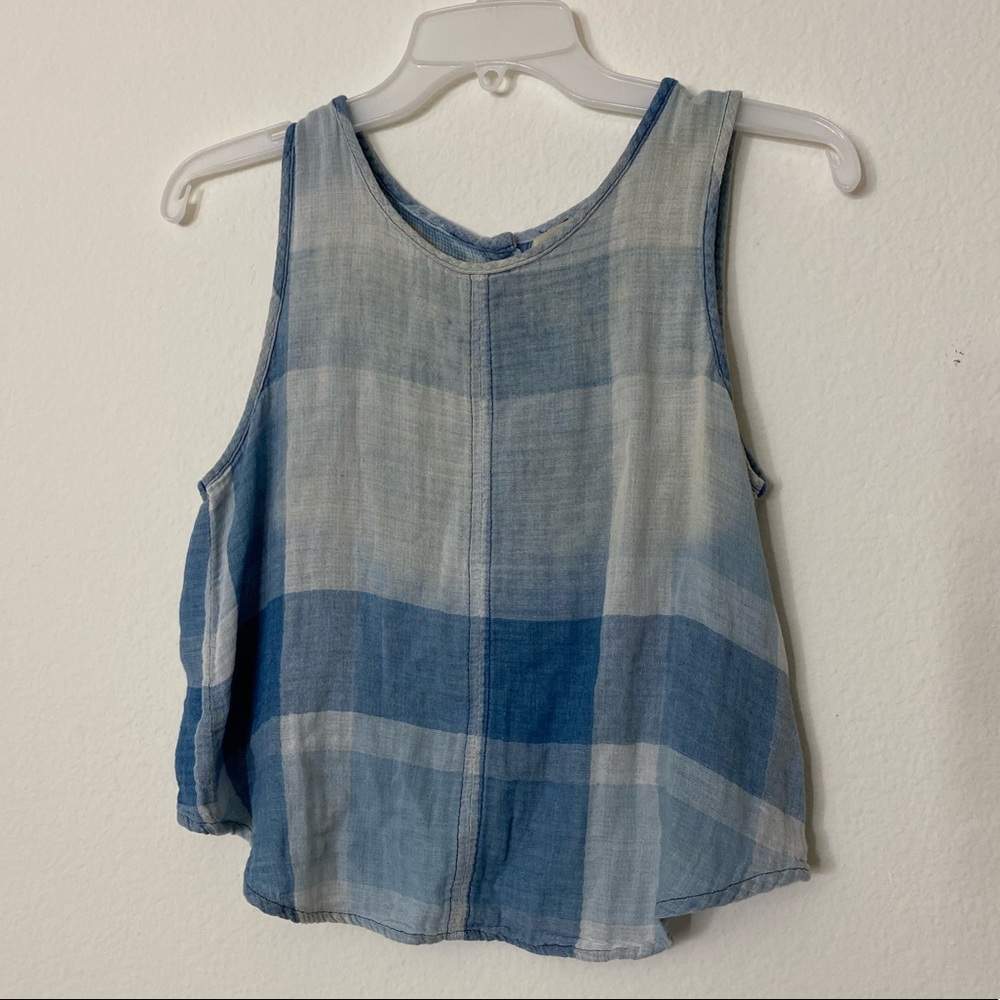 Plaid tank with button on the back